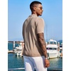 image:imageCOOFANDY Mens Knit Shirts Short Sleeve Button Down Polo Shirt Fashion Casual Summer Beach ShirtsKhaki