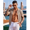 image:imageCOOFANDY Mens Knit Shirts Short Sleeve Button Down Polo Shirt Fashion Casual Summer Beach ShirtsKhaki