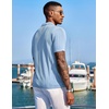 image:imageCOOFANDY Mens Knit Shirts Short Sleeve Button Down Polo Shirt Fashion Casual Summer Beach ShirtsLight Blue