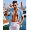 image:imageCOOFANDY Mens Knit Shirts Short Sleeve Button Down Polo Shirt Fashion Casual Summer Beach ShirtsLight Blue