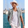 image:imageCOOFANDY Mens Knit Shirts Short Sleeve Button Down Polo Shirt Fashion Casual Summer Beach ShirtsLight Grey