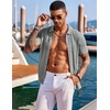 image:imageCOOFANDY Mens Knit Shirts Short Sleeve Button Down Polo Shirt Fashion Casual Summer Beach ShirtsLight Grey