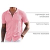 image:imageCOOFANDY Mens Knit Shirts Short Sleeve Button Down Polo Shirt Fashion Casual Summer Beach ShirtsLight Pink