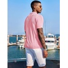 image:imageCOOFANDY Mens Knit Shirts Short Sleeve Button Down Polo Shirt Fashion Casual Summer Beach ShirtsLight Pink