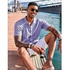 image:imageCOOFANDY Mens Knit Shirts Short Sleeve Button Down Polo Shirt Fashion Casual Summer Beach ShirtsLilac