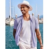 image:imageCOOFANDY Mens Knit Shirts Short Sleeve Button Down Polo Shirt Fashion Casual Summer Beach ShirtsLilac