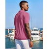 image:imageCOOFANDY Mens Knit Shirts Short Sleeve Button Down Polo Shirt Fashion Casual Summer Beach ShirtsMagenta