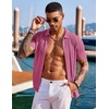 image:imageCOOFANDY Mens Knit Shirts Short Sleeve Button Down Polo Shirt Fashion Casual Summer Beach ShirtsMagenta