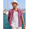 image:imageCOOFANDY Mens Knit Shirts Short Sleeve Button Down Polo Shirt Fashion Casual Summer Beach ShirtsMagenta
