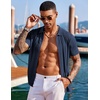 image:imageCOOFANDY Mens Knit Shirts Short Sleeve Button Down Polo Shirt Fashion Casual Summer Beach ShirtsNavy Blue