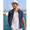 image:imageCOOFANDY Mens Knit Shirts Short Sleeve Button Down Polo Shirt Fashion Casual Summer Beach ShirtsNavy Blue