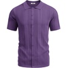 image:imageCOOFANDY Mens Knit Shirts Short Sleeve Button Down Polo Shirt Fashion Casual Summer Beach ShirtsPurple