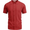 image:imageCOOFANDY Mens Knit Shirts Short Sleeve Button Down Polo Shirt Fashion Casual Summer Beach ShirtsRed
