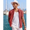image:imageCOOFANDY Mens Knit Shirts Short Sleeve Button Down Polo Shirt Fashion Casual Summer Beach ShirtsRed