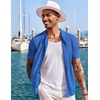 image:imageCOOFANDY Mens Knit Shirts Short Sleeve Button Down Polo Shirt Fashion Casual Summer Beach ShirtsRoyal Blue