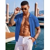 image:imageCOOFANDY Mens Knit Shirts Short Sleeve Button Down Polo Shirt Fashion Casual Summer Beach ShirtsRoyal Blue