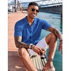image:imageCOOFANDY Mens Knit Shirts Short Sleeve Button Down Polo Shirt Fashion Casual Summer Beach ShirtsRoyal Blue