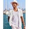 image:imageCOOFANDY Mens Knit Shirts Short Sleeve Button Down Polo Shirt Fashion Casual Summer Beach ShirtsWhite