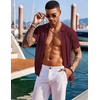 image:imageCOOFANDY Mens Knit Shirts Short Sleeve Button Down Polo Shirt Fashion Casual Summer Beach ShirtsWine Red