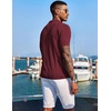 image:imageCOOFANDY Mens Knit Shirts Short Sleeve Button Down Polo Shirt Fashion Casual Summer Beach ShirtsWine Red