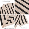 image:imageCOOFANDY Mens Knit Shirts Short Sleeve Button Down Polo Shirt Striped Casual Summer Beach ShirtsApricot  Black