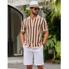 image:imageCOOFANDY Mens Knit Shirts Short Sleeve Button Down Polo Shirt Striped Casual Summer Beach ShirtsApricot  Caramel