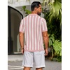 image:imageCOOFANDY Mens Knit Shirts Short Sleeve Button Down Polo Shirt Striped Casual Summer Beach ShirtsDusty Pink  Beige