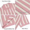 image:imageCOOFANDY Mens Knit Shirts Short Sleeve Button Down Polo Shirt Striped Casual Summer Beach ShirtsDusty Pink  Beige