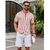 image:imageCOOFANDY Mens Knit Shirts Short Sleeve Button Down Polo Shirt Striped Casual Summer Beach ShirtsDusty Pink  Beige