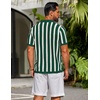 image:imageCOOFANDY Mens Knit Shirts Short Sleeve Button Down Polo Shirt Striped Casual Summer Beach ShirtsGreen  Beige