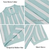 image:imageCOOFANDY Mens Knit Shirts Short Sleeve Button Down Polo Shirt Striped Casual Summer Beach ShirtsIce Green  White