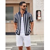 image:imageCOOFANDY Mens Knit Shirts Short Sleeve Button Down Polo Shirt Striped Casual Summer Beach ShirtsNavy Blue  White