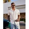 image:imageCOOFANDY Mens Linen Shirts Short Sleeve Casual Button Down Shirts Beach Summer Wedding TopsAll White