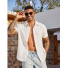 image:imageCOOFANDY Mens Linen Shirts Short Sleeve Casual Button Down Shirts Beach Summer Wedding TopsAll White