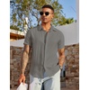image:imageCOOFANDY Mens Linen Shirts Short Sleeve Casual Button Down Shirts Beach Summer Wedding TopsDark Grey
