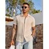 image:imageCOOFANDY Mens Linen Shirts Short Sleeve Casual Button Down Shirts Beach Summer Wedding TopsDark Khaki