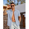 image:imageCOOFANDY Mens Linen Shirts Short Sleeve Casual Button Down Shirts Beach Summer Wedding TopsLight Blue