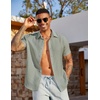 image:imageCOOFANDY Mens Linen Shirts Short Sleeve Casual Button Down Shirts Beach Summer Wedding TopsLight Green