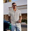image:imageCOOFANDY Mens Linen Shirts Short Sleeve Casual Button Down Shirts Beach Summer Wedding TopsLight Grey