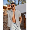 image:imageCOOFANDY Mens Linen Shirts Short Sleeve Casual Button Down Shirts Beach Summer Wedding TopsLight Grey
