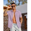 image:imageCOOFANDY Mens Linen Shirts Short Sleeve Casual Button Down Shirts Beach Summer Wedding TopsLight Purple