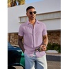 image:imageCOOFANDY Mens Linen Shirts Short Sleeve Casual Button Down Shirts Beach Summer Wedding TopsLight Purple