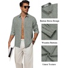 image:imageCOOFANDY Mens Long Sleeve Button Down Shirt Casual Untucked Shirts Summer Beach Wedding Linen Textured ShirtsArmy Green