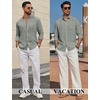 image:imageCOOFANDY Mens Long Sleeve Button Down Shirt Casual Untucked Shirts Summer Beach Wedding Linen Textured ShirtsArmy Green