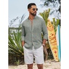 image:imageCOOFANDY Mens Long Sleeve Button Down Shirt Casual Untucked Shirts Summer Beach Wedding Linen Textured ShirtsArmy Green
