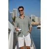 image:imageCOOFANDY Mens Long Sleeve Button Down Shirt Casual Untucked Shirts Summer Beach Wedding Linen Textured ShirtsArmy Green