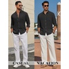image:imageCOOFANDY Mens Long Sleeve Button Down Shirt Casual Untucked Shirts Summer Beach Wedding Linen Textured ShirtsBlack