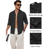 image:imageCOOFANDY Mens Long Sleeve Button Down Shirt Casual Untucked Shirts Summer Beach Wedding Linen Textured ShirtsBlack