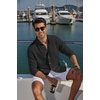 image:imageCOOFANDY Mens Long Sleeve Button Down Shirt Casual Untucked Shirts Summer Beach Wedding Linen Textured ShirtsBlack