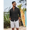 image:imageCOOFANDY Mens Long Sleeve Button Down Shirt Casual Untucked Shirts Summer Beach Wedding Linen Textured ShirtsBlack